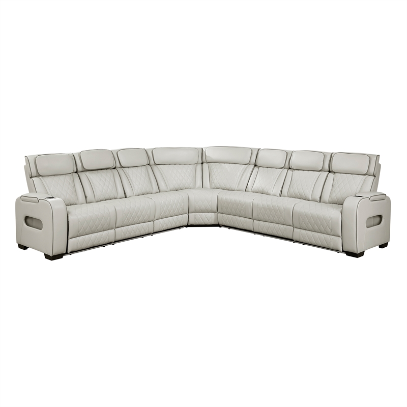 Lexicon Fairway Faux Leather 3-Piece Pwr Rclng Sectional in Taupe