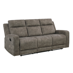 Lexicon Muncie Microfiber Double Reclining Sofa in Brown
