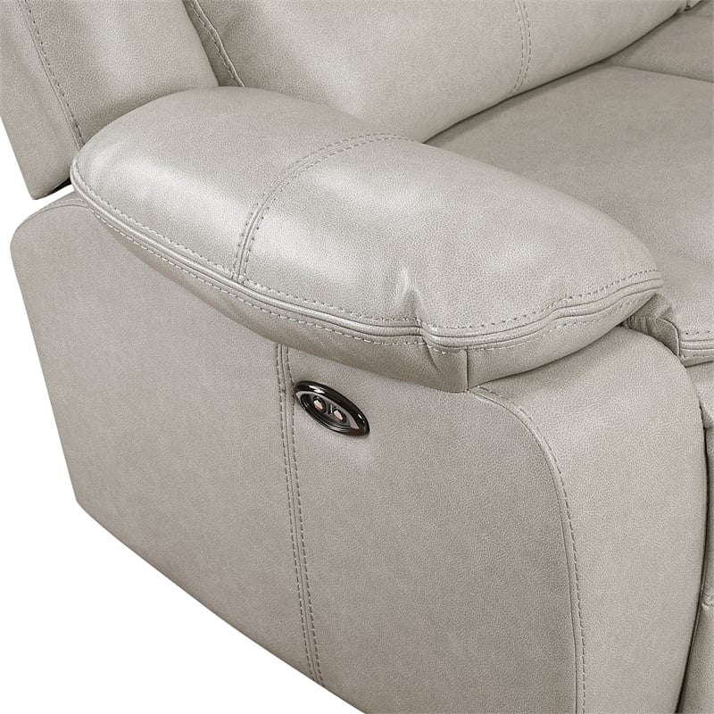 Lexicon Fargo Faux Leather 3-Piece Power Reclining Sectional in Silver Gray