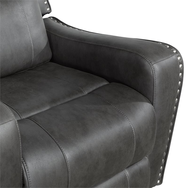 Lexicon Kellen Microfiber Power Reclining Chair in Smoky Gray