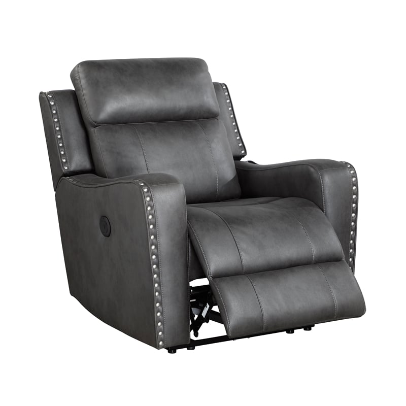 Lexicon Kellen Microfiber Power Reclining Chair in Smoky Gray