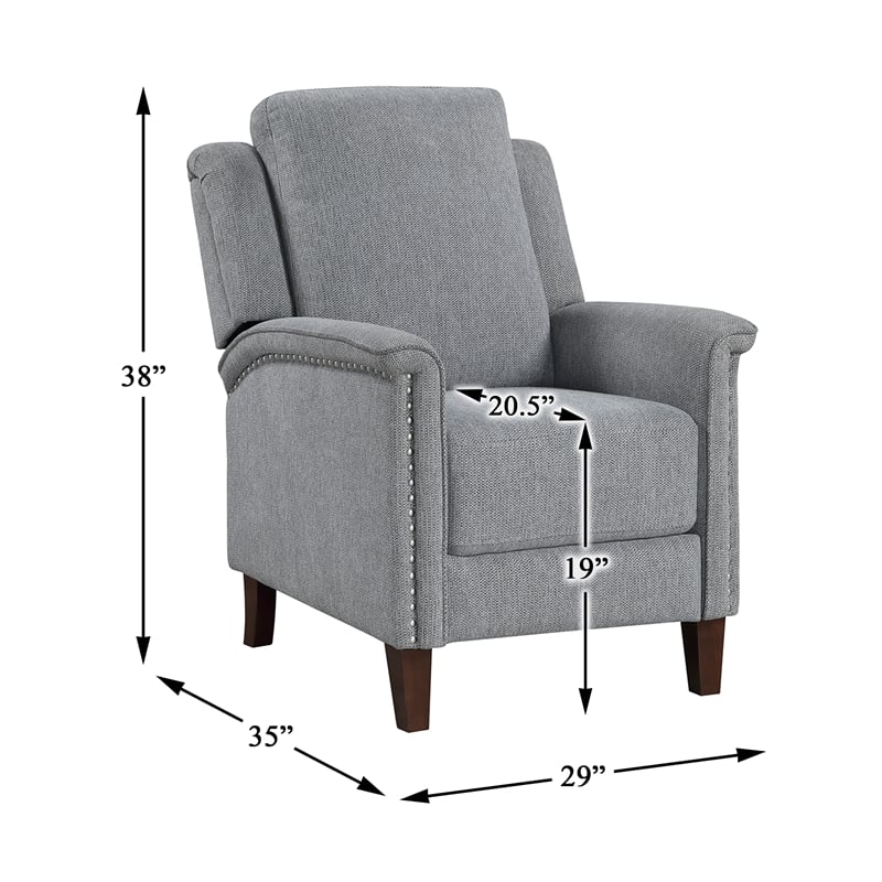 Lexicon Lansing Chenille Push Back Reclining Chair in Gray