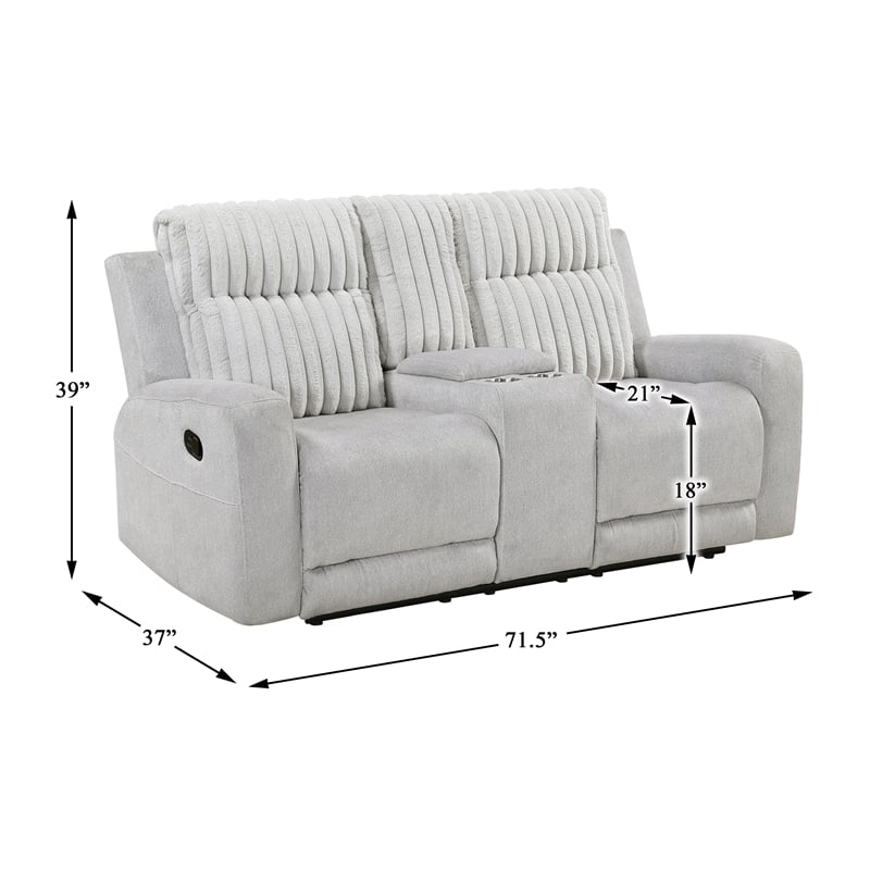 Lexicon Benton Corduroy Double Reclining Love Seat in Light Gray