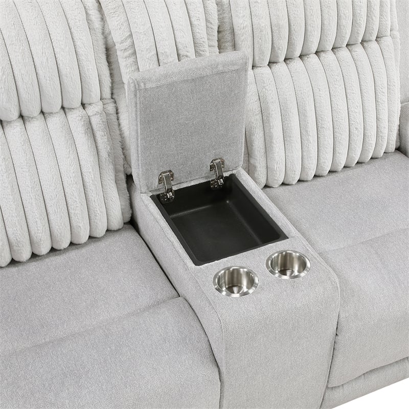 Lexicon Benton Corduroy Double Reclining Love Seat in Light Gray