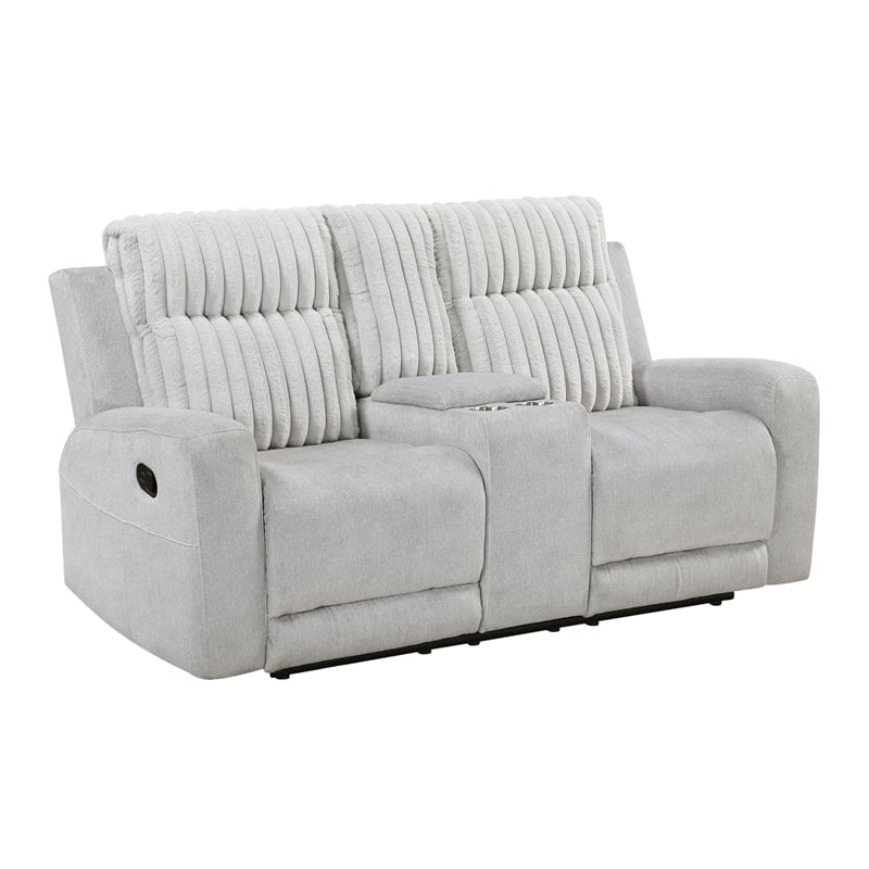 Lexicon Benton Corduroy Double Reclining Love Seat in Light Gray