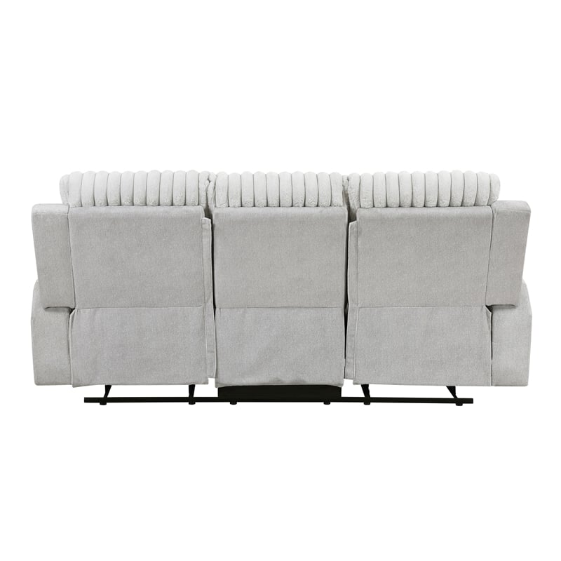 Lexicon Benton Corduroy Double Reclining Sofa in Light Gray