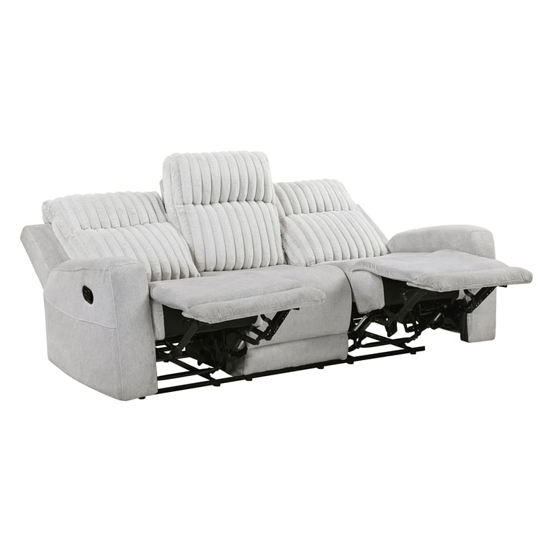 Lexicon Benton Corduroy Double Reclining Sofa in Light Gray