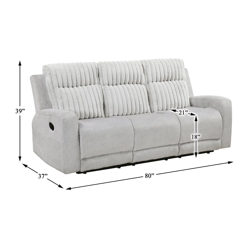 Lexicon Benton Corduroy Double Reclining Sofa in Light Gray