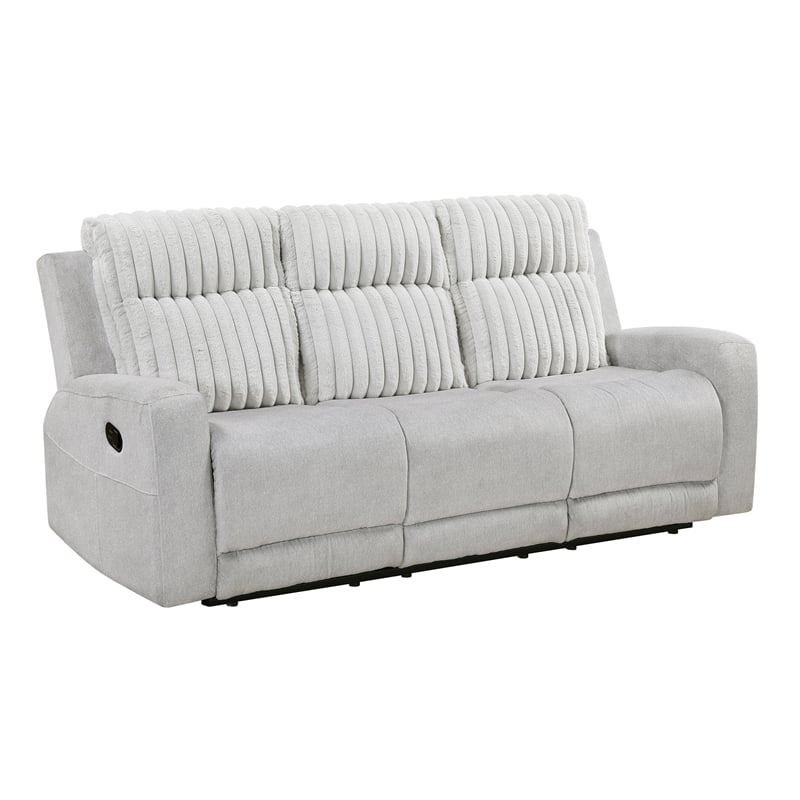 Lexicon Benton Corduroy Double Reclining Sofa in Light Gray