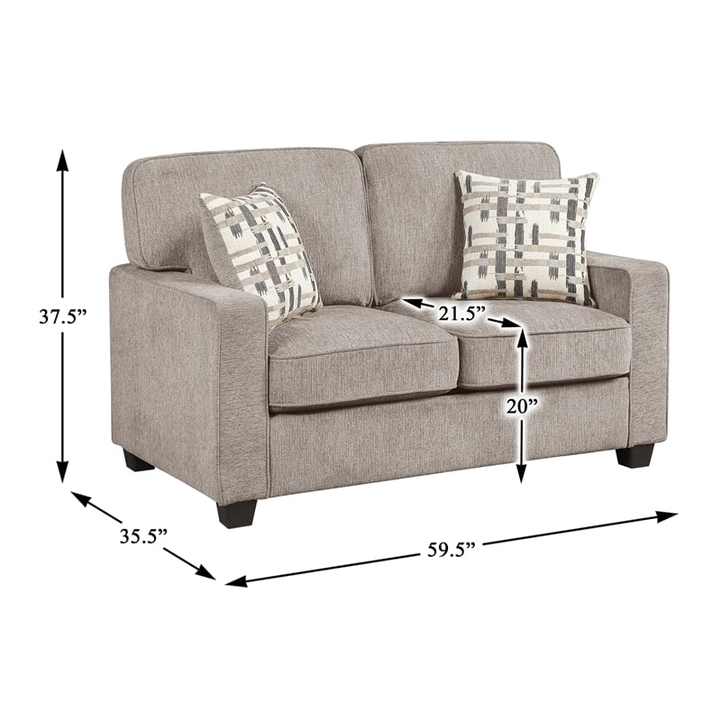 Lexicon Frances Chenille Love Seat in Taupe