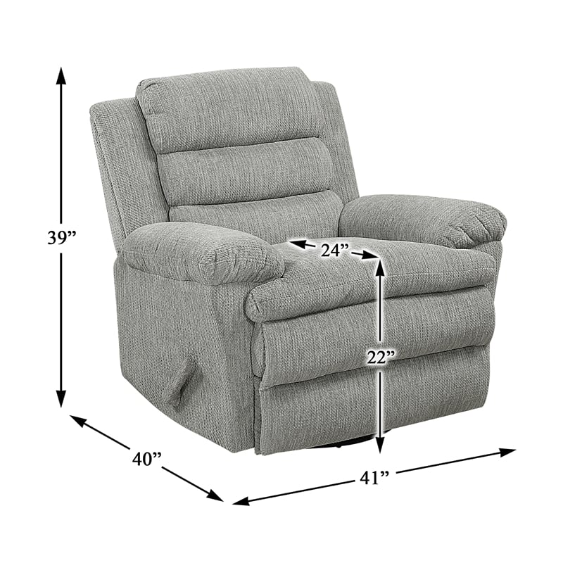Lexicon Oxford Microfiber Swivel Glider Reclining Chair in Gray