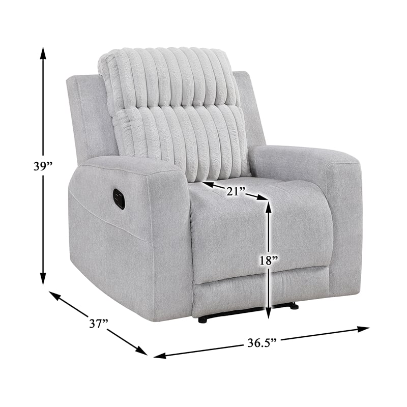 Lexicon Benton Corduroy Reclining Chair in Light Gray