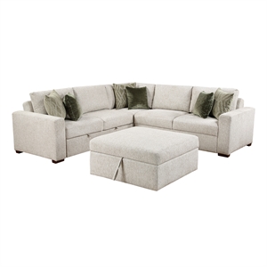 Lexicon Isla Microfiber 4-Piece Sectional with Pull-out Bed in Sage Sand