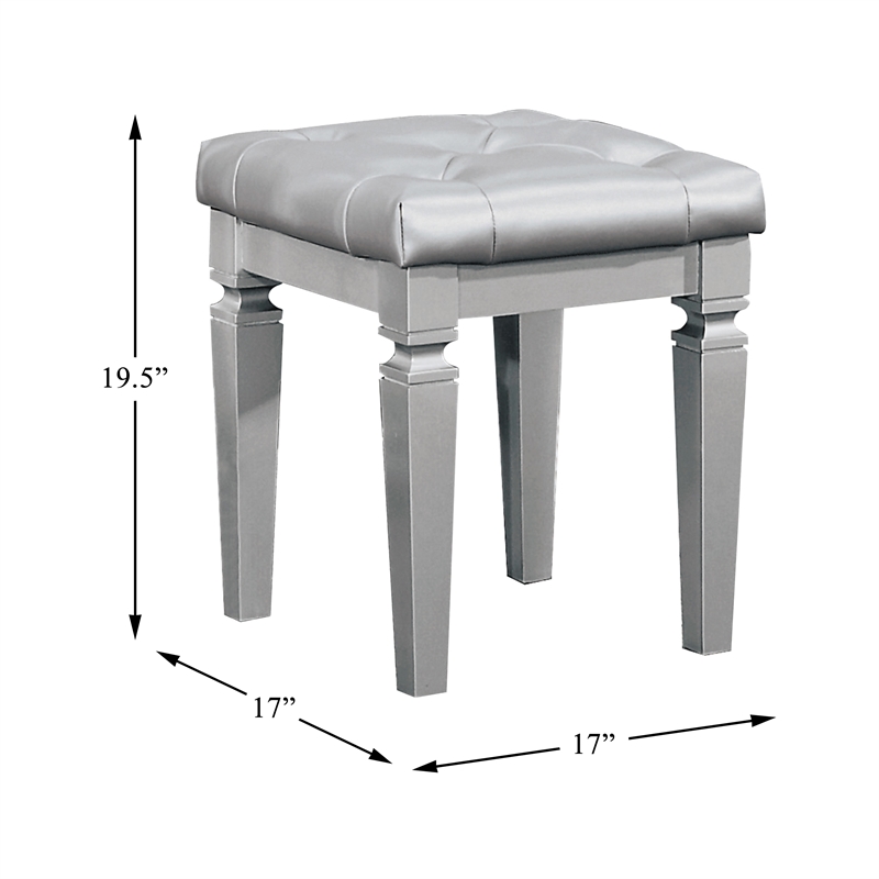 Lexicon Allura Rubberwood Vanity Stool in Silver