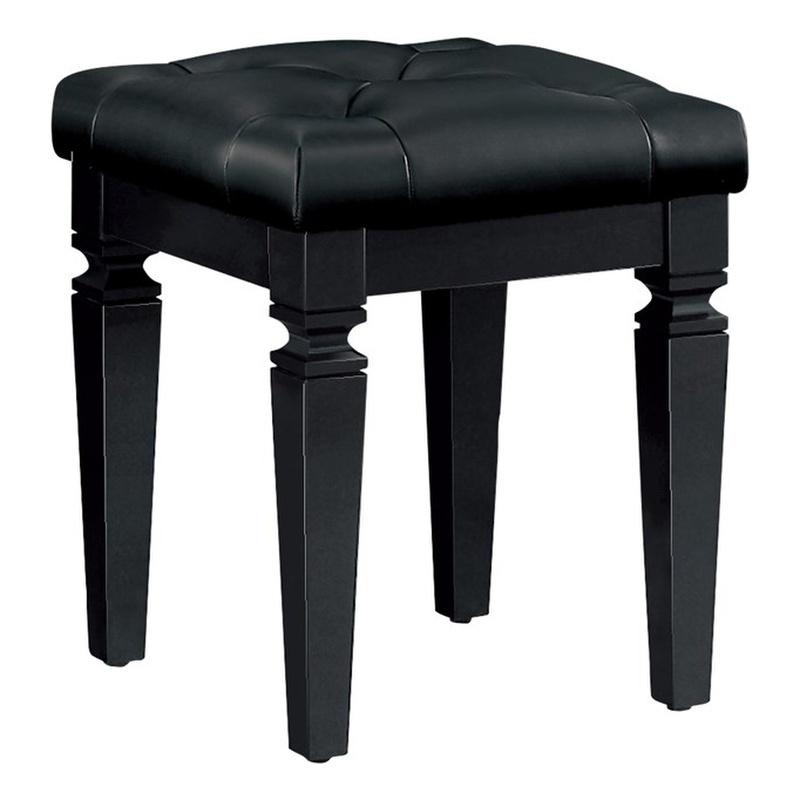 Lexicon Allura Rubberwood Vanity Stool in Black