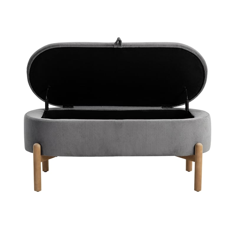 Lexicon Mavis Corduroy Lift Top Storage Bench in Gray