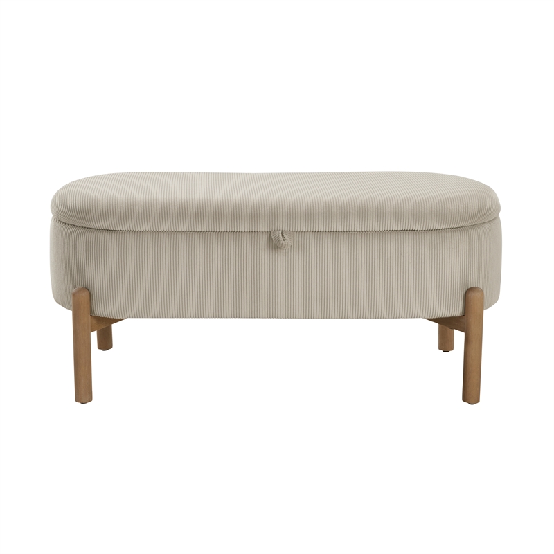 Lexicon Mavis Corduroy Lift Top Storage Bench in Taupe