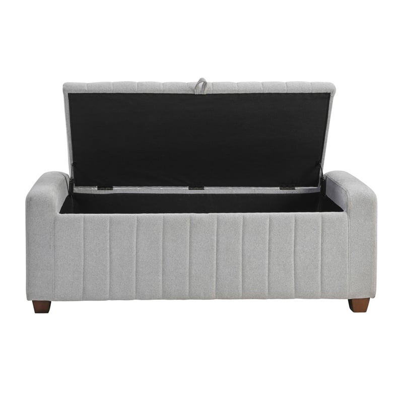 Lexicon Derby Boucle Lift Top Storage Bench in Gray