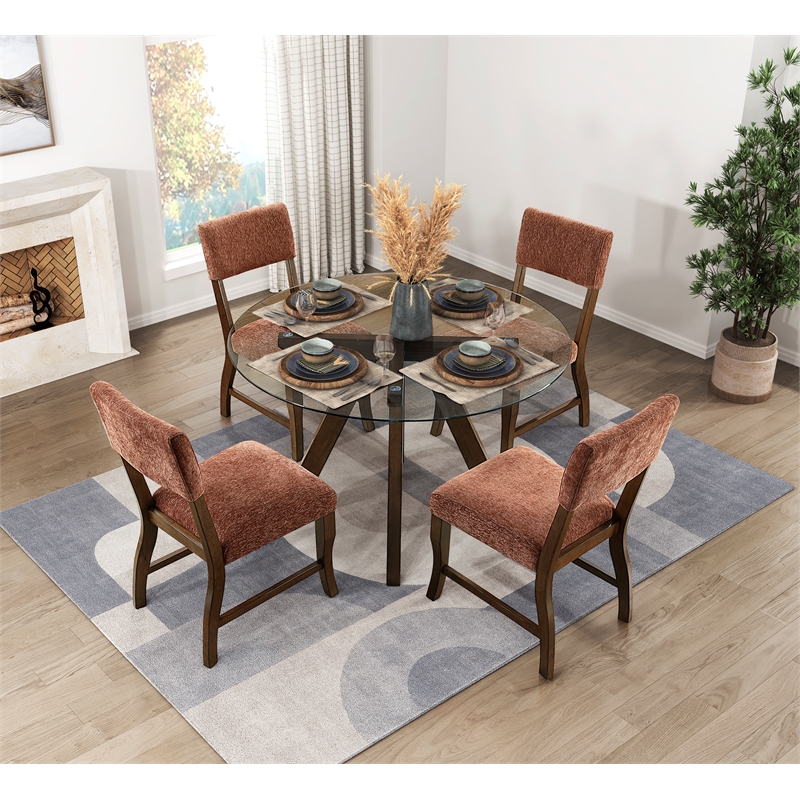 Lexicon Aiden Chenille Side Chair in Rust