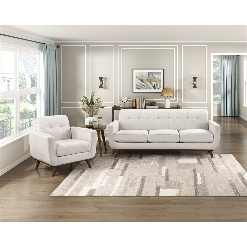 Lexicon Martina Textured Chair with Tufted Chair Back in Beige