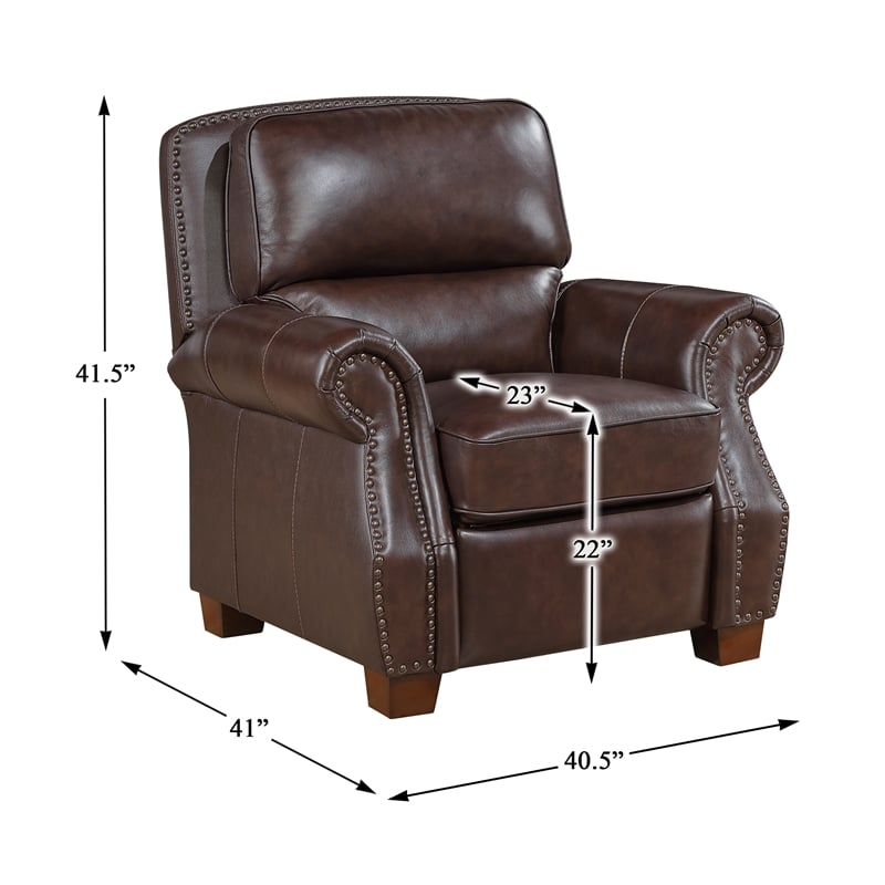 Lexicon Remington Leather Push Back Reclining Chair in Brown