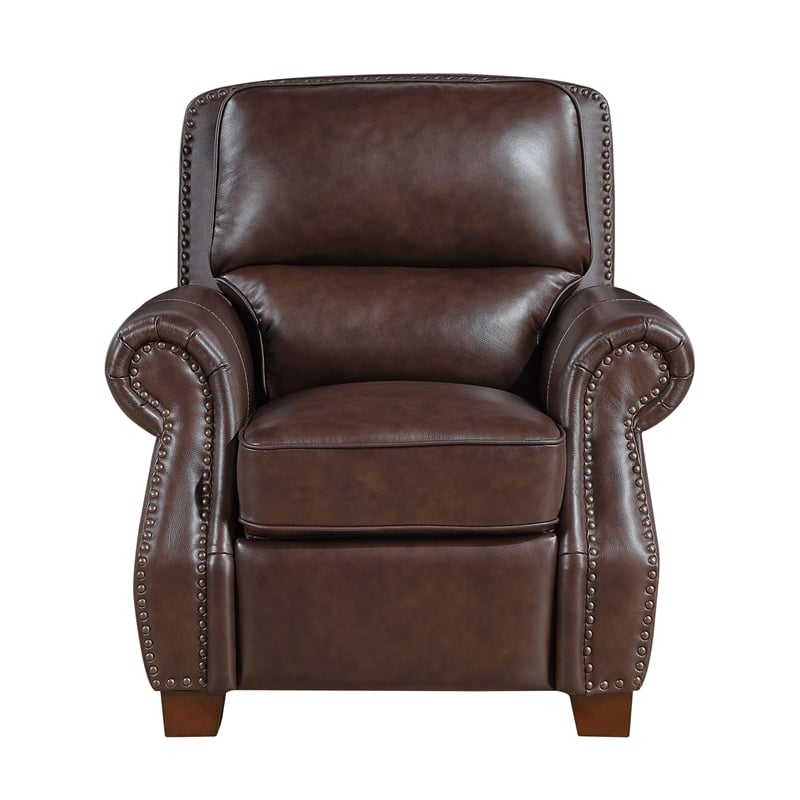 Lexicon Remington Leather Push Back Reclining Chair in Brown