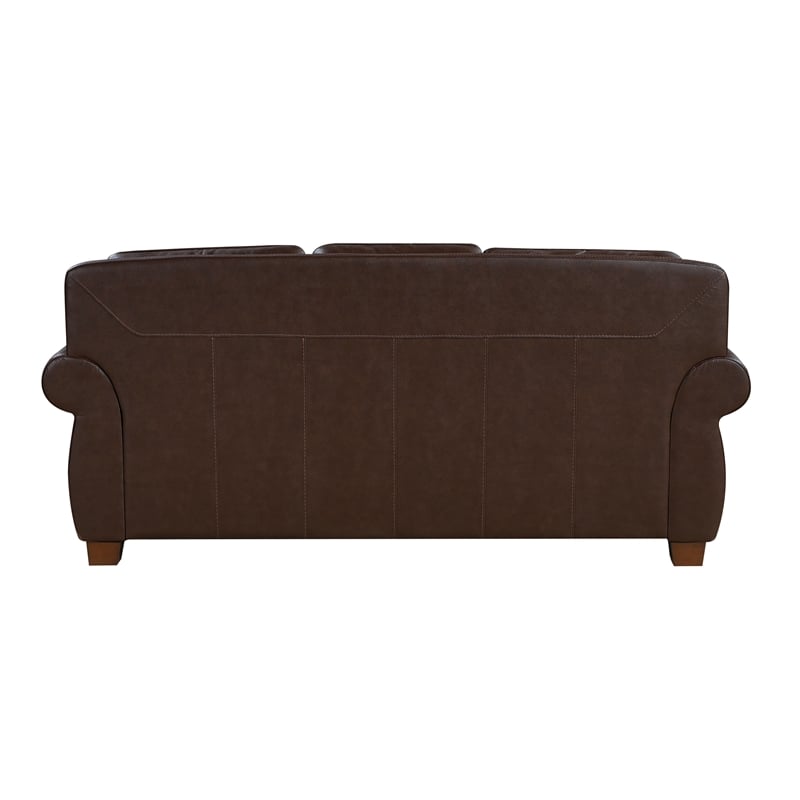 Lexicon Remington Leather Sofa with Brown Finish Solid Wood Feet in Brown