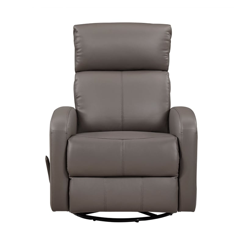 Lexicon Sorrento Leather Swivel Glider Reclining Chair in Mocha
