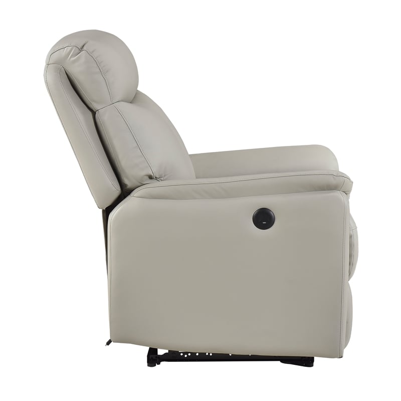 Lexicon Leif Leather Power Reclining Chair in Light Gray