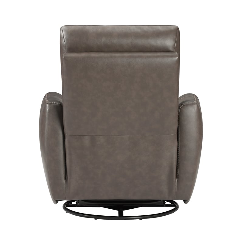 Lexicon Cassian Leather Swivel Glider Reclining Chair in Dark Brown