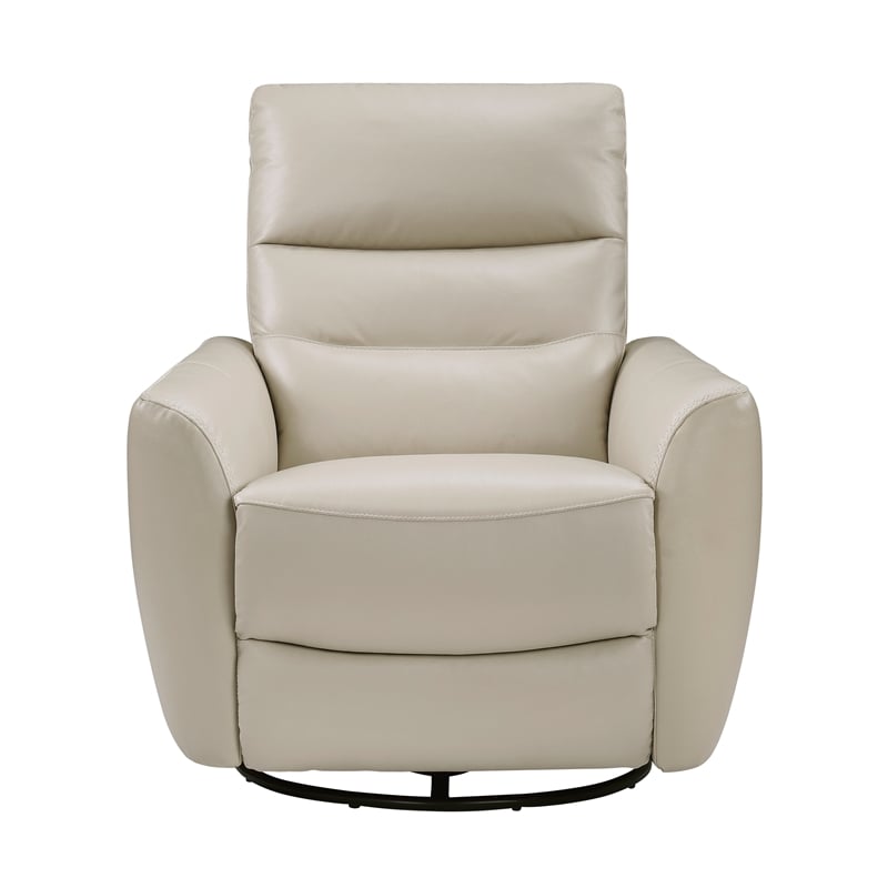 Lexicon Cassian Leather Swivel Glider Reclining Chair in Taupe