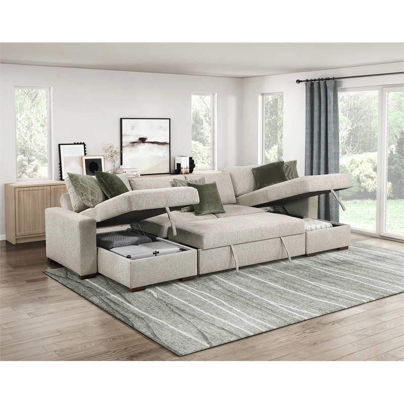 Lexicon Isla Microfiber Armless Convertible 2-Seater in Sage Sand
