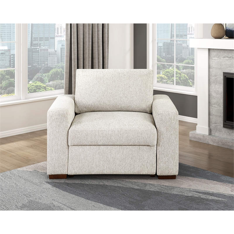 Lexicon Isla Microfiber Chair with Espresso Finish Solid wood Feet in Beige