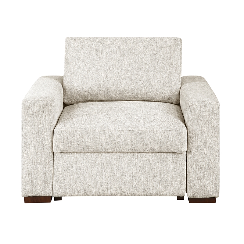 Lexicon Isla Microfiber Chair with Espresso Finish Solid wood Feet in Beige