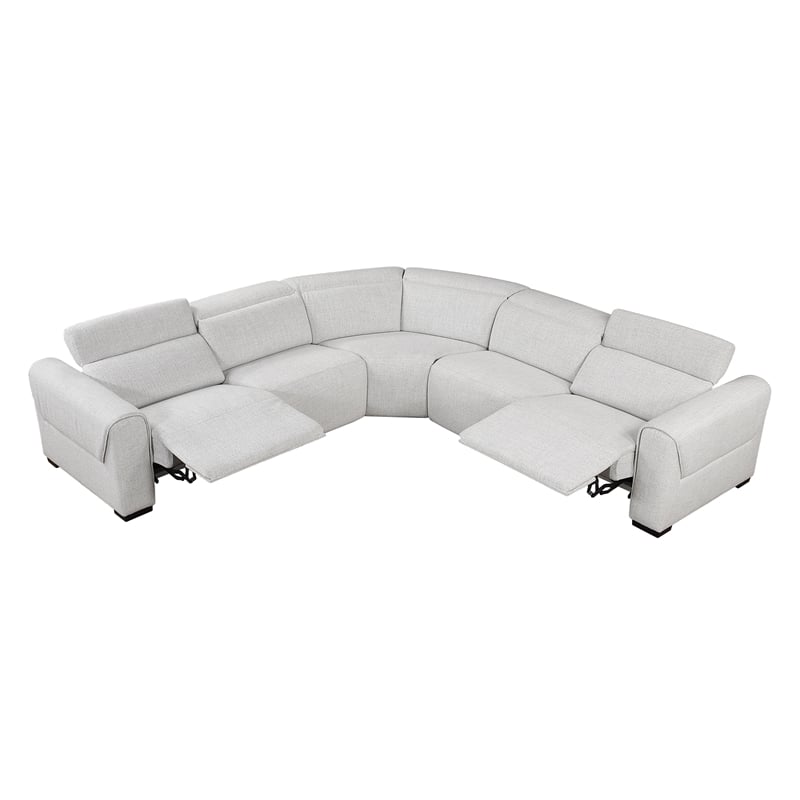 Lexicon McPherson Chenille 5-Piece Modular Power Reclining Sectional in Cloud