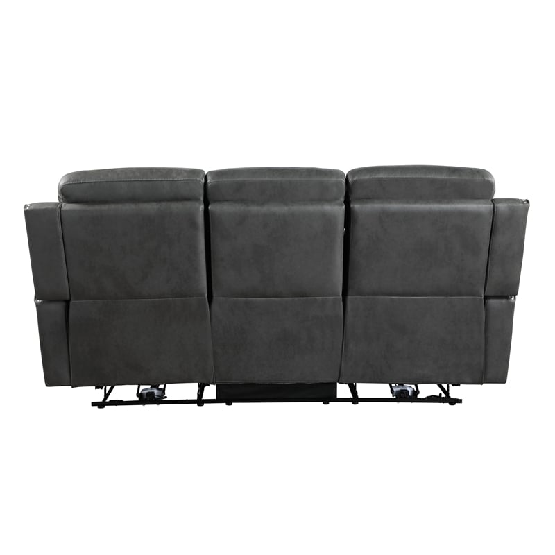 Lexicon Kellen Microfiber Double Reclining Sofa in Smoky Gray