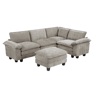 Lexicon Dublin Chenille 5-Piece Modular Sectional with Ottoman in Dark Pewter