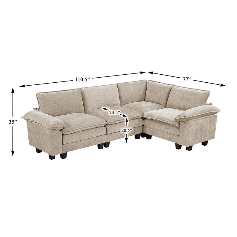Lexicon Dublin Chenille 4-Piece Modular Sectional in Taupe