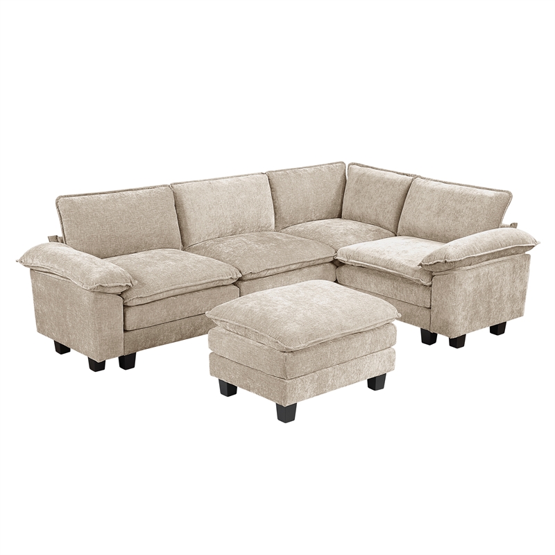 Lexicon Dublin Chenille 5-Piece Modular Sectional with Ottoman in Taupe