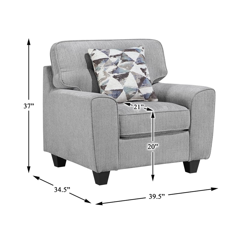 Lexicon Bennett Chenille 3pc Set-Sofa & Loveseat & Chair in Gray