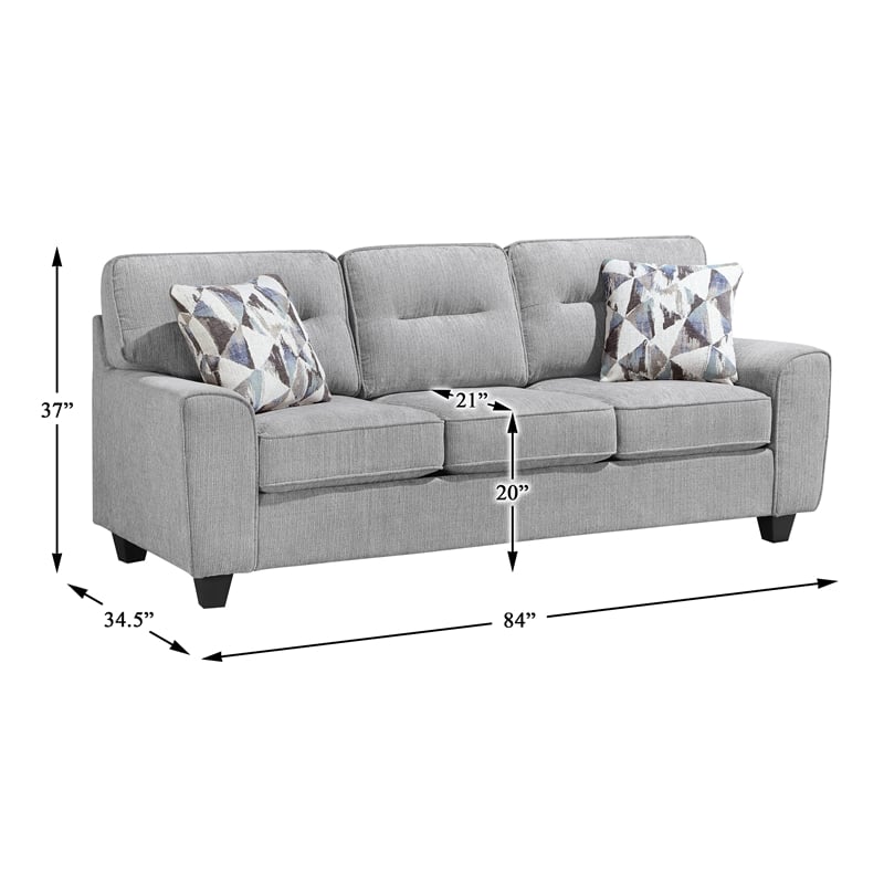 Lexicon Bennett Chenille 3pc Set-Sofa & Loveseat & Chair in Gray