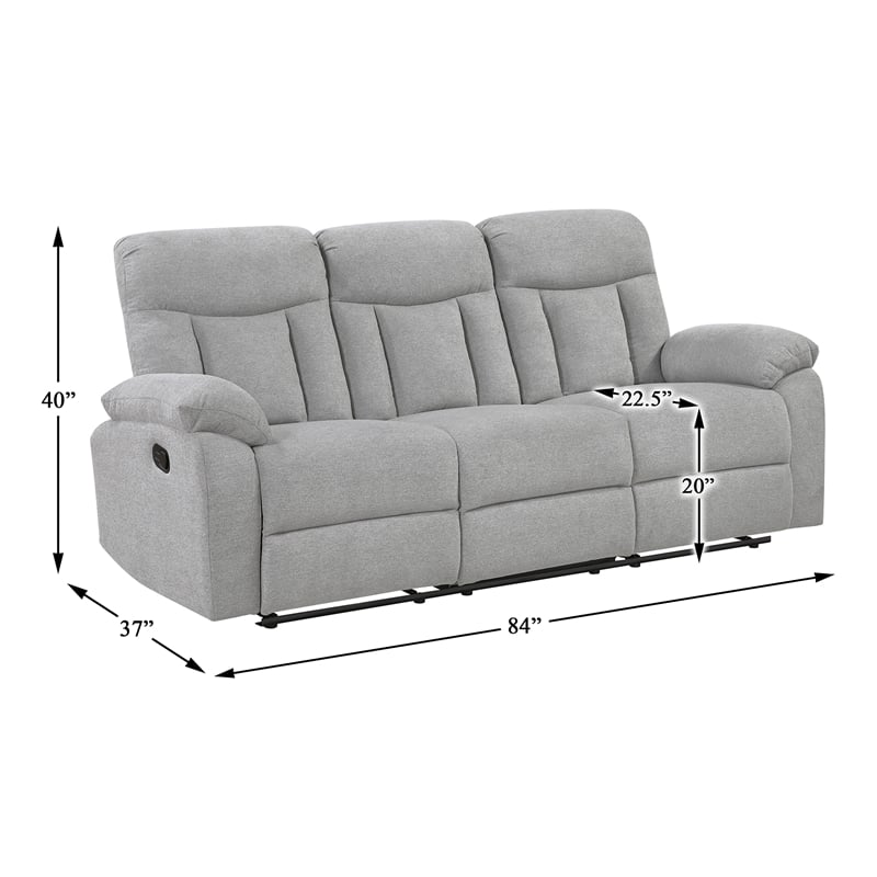 Lexicon Jules Chenille 3pc Set-Sofa & Loveseat & Chair in Gray