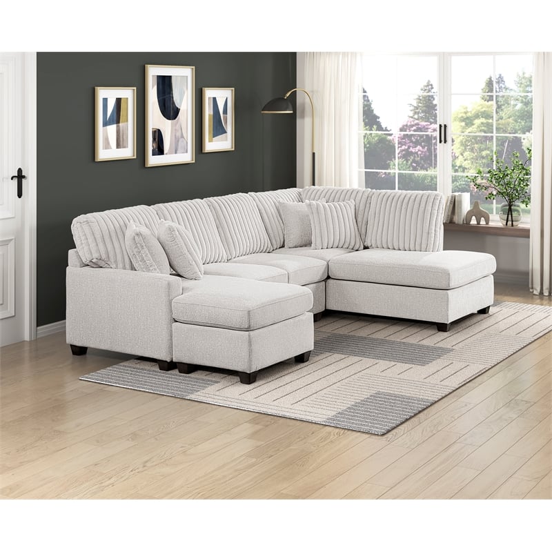 Lexicon Lawson Cheniille & Corduroy 2-Piece Sectional with Left Chaise in Taupe