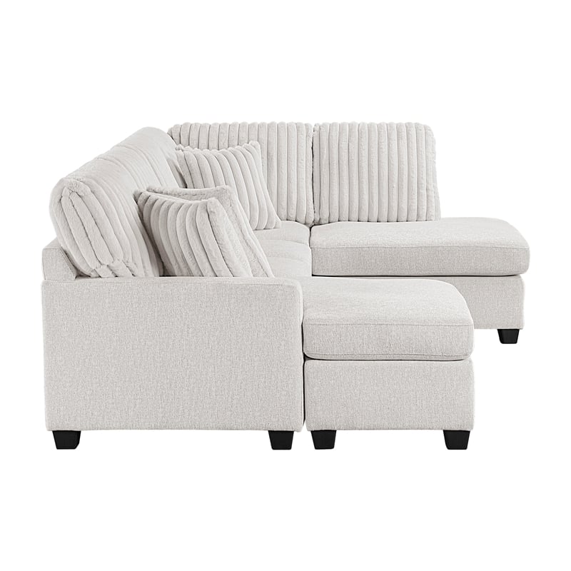 Lexicon Lawson Cheniille & Corduroy 2-Piece Sectional with Left Chaise in Taupe