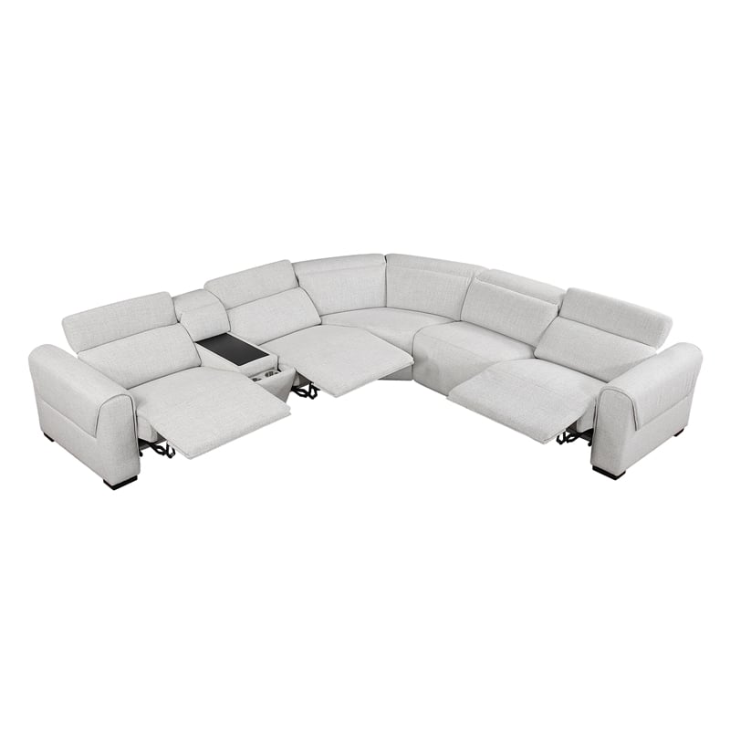 Lexicon McPherson Chenille 6-Piece Modular Power Reclining Sectional in Cloud