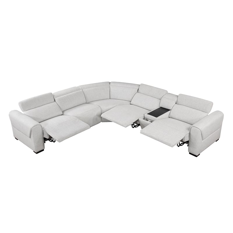 Lexicon McPherson Chenille 6-Piece Modular Power Reclining Sectional in Cloud