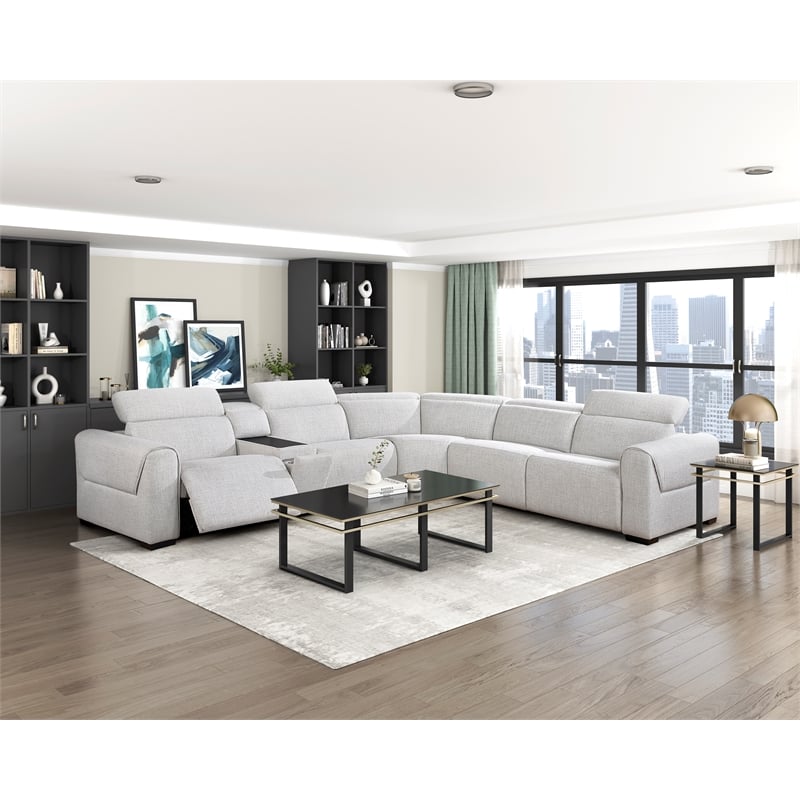Lexicon McPherson Chenille 6-Piece Modular Power Reclining Sectional in Cloud