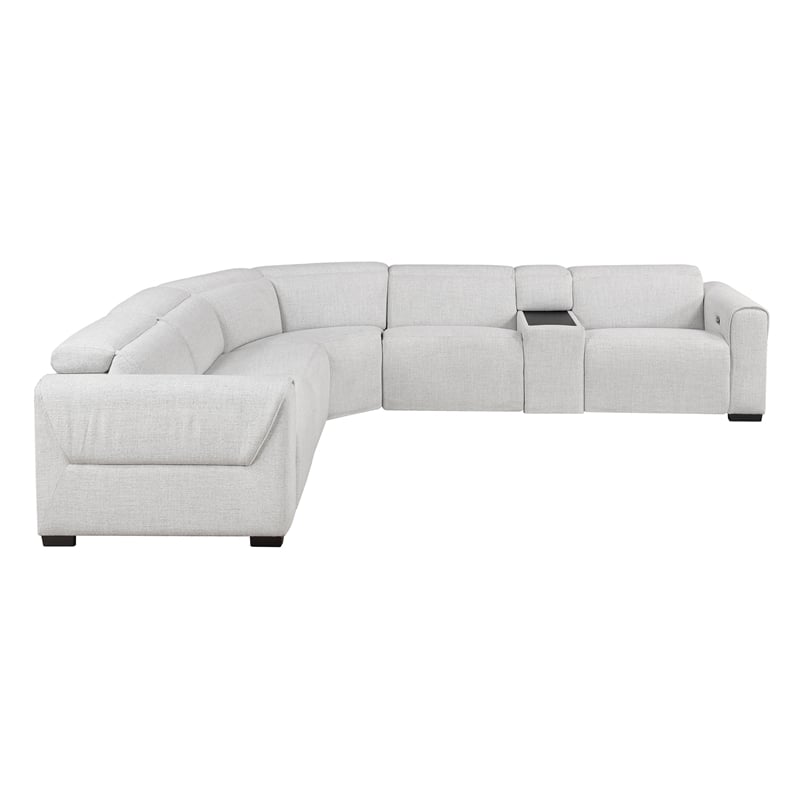 Lexicon McPherson Chenille 6-Piece Modular Power Reclining Sectional in Cloud