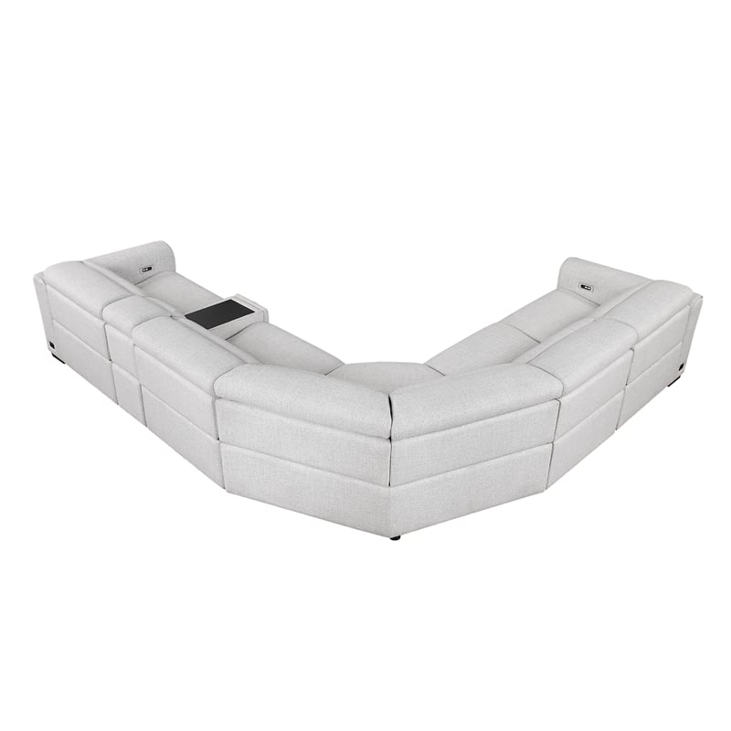 Lexicon McPherson Chenille 6-Piece Modular Power Reclining Sectional in Cloud