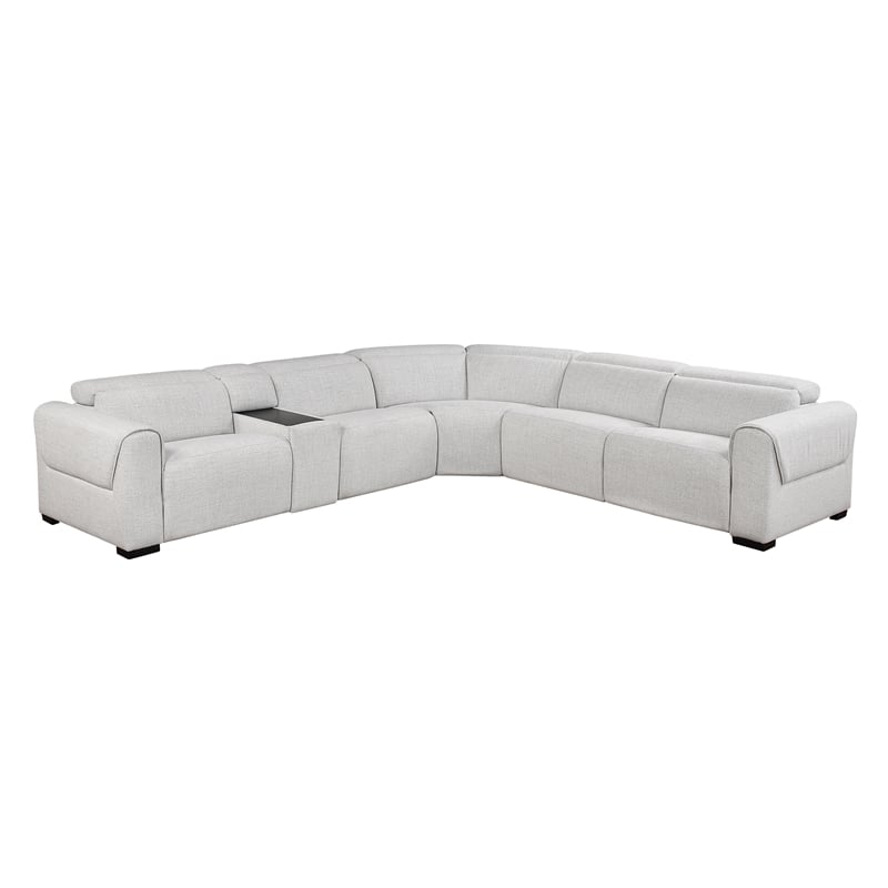 Lexicon McPherson Chenille 6-Piece Modular Power Reclining Sectional in Cloud